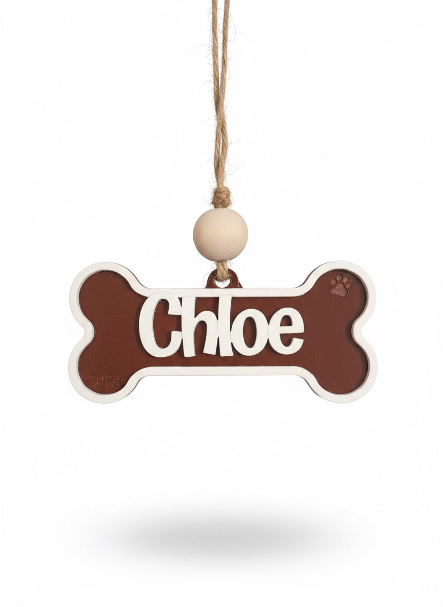 Personalized Dog Bone Ornament – Custom Pet Name Keepsake