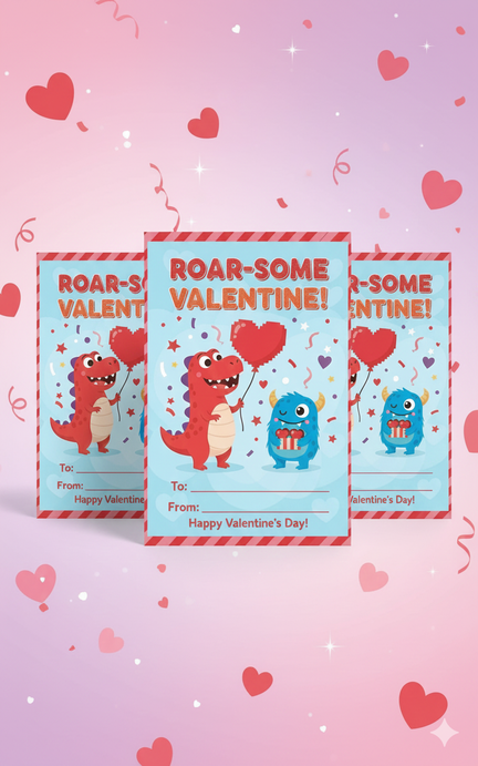 Roar-Some Valentine Cards for Kids (Box Of 24)