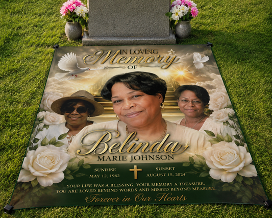Custom Graveside Blanket | Personalized Memorial Cemetery Blanket