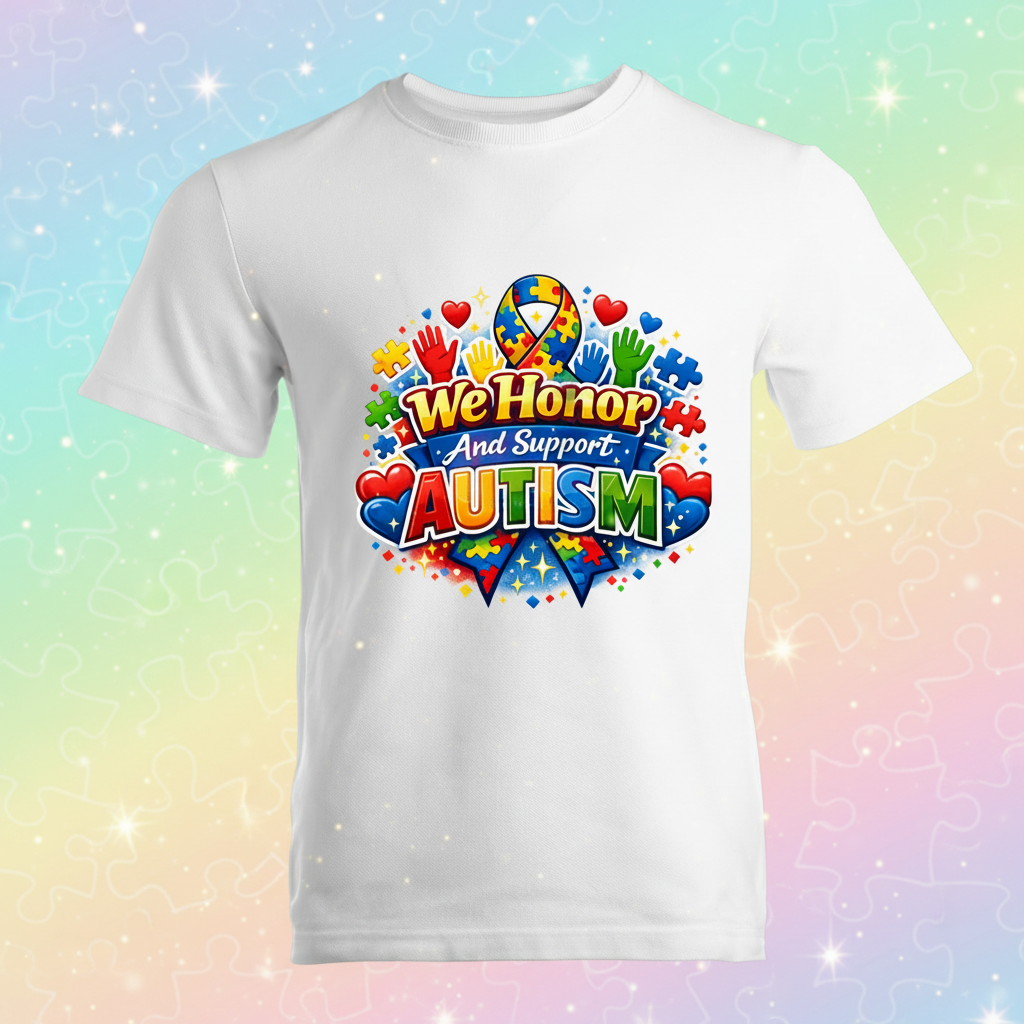 We Honor and Support Autism T-Shirt Mockup