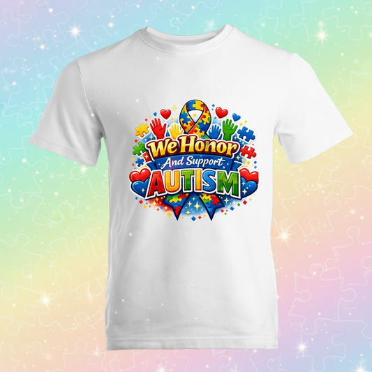 We Honor and Support Autism T-Shirt Mockup